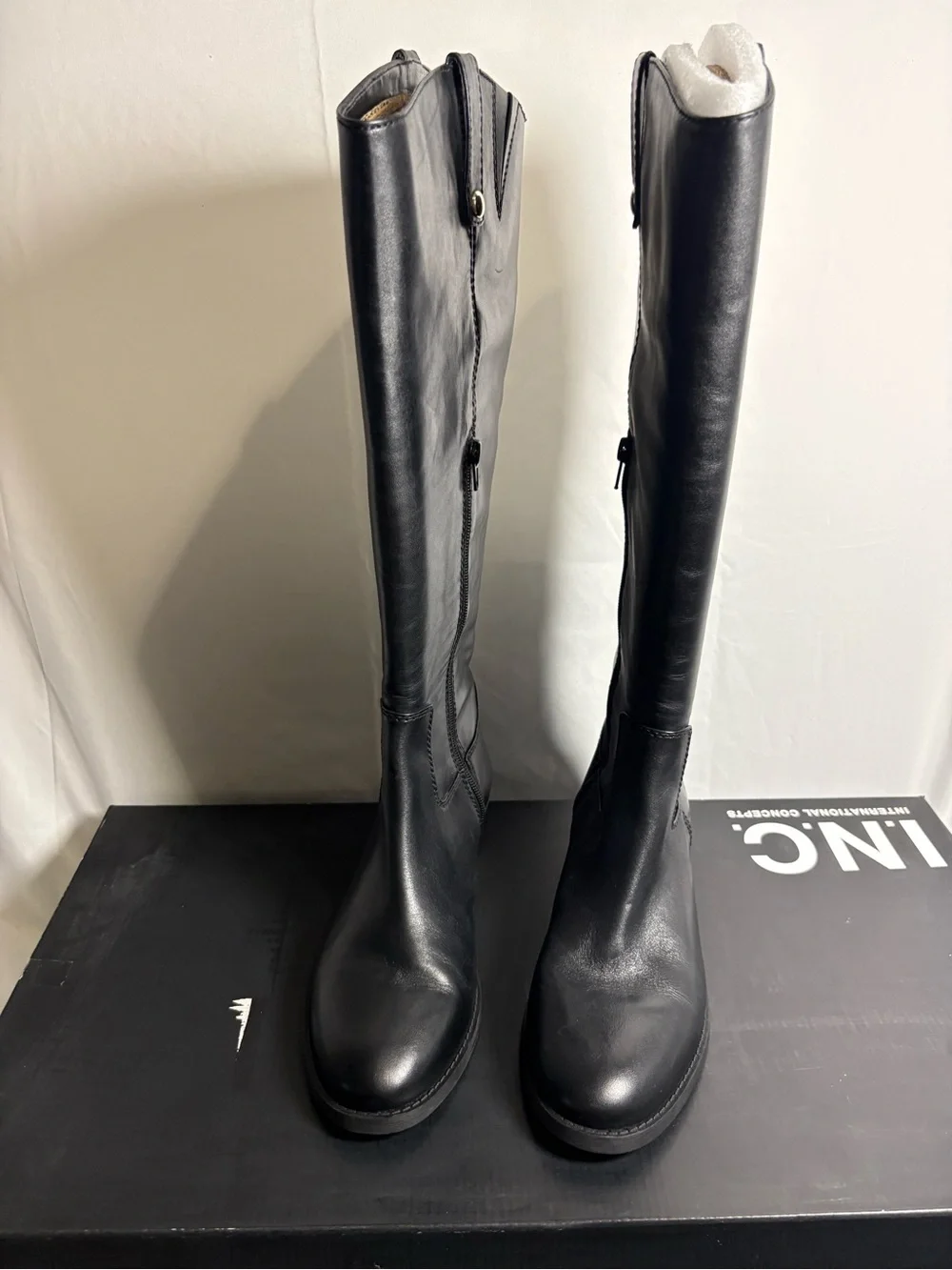 New INC Black Knee-High Leather Boots - Women size 9M